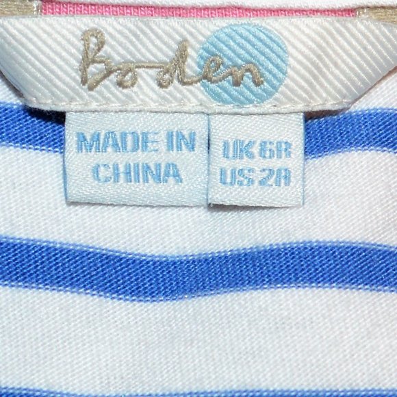 Boden Blackberry Striped Sleeveless Midi White & Blue Dress with Pockets Size 2 - Picture 5 of 12